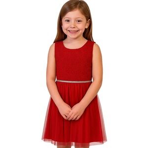 Cherokee Girls Red Rosette Christmas Dress Formal Party Holiday Size‎ Large New